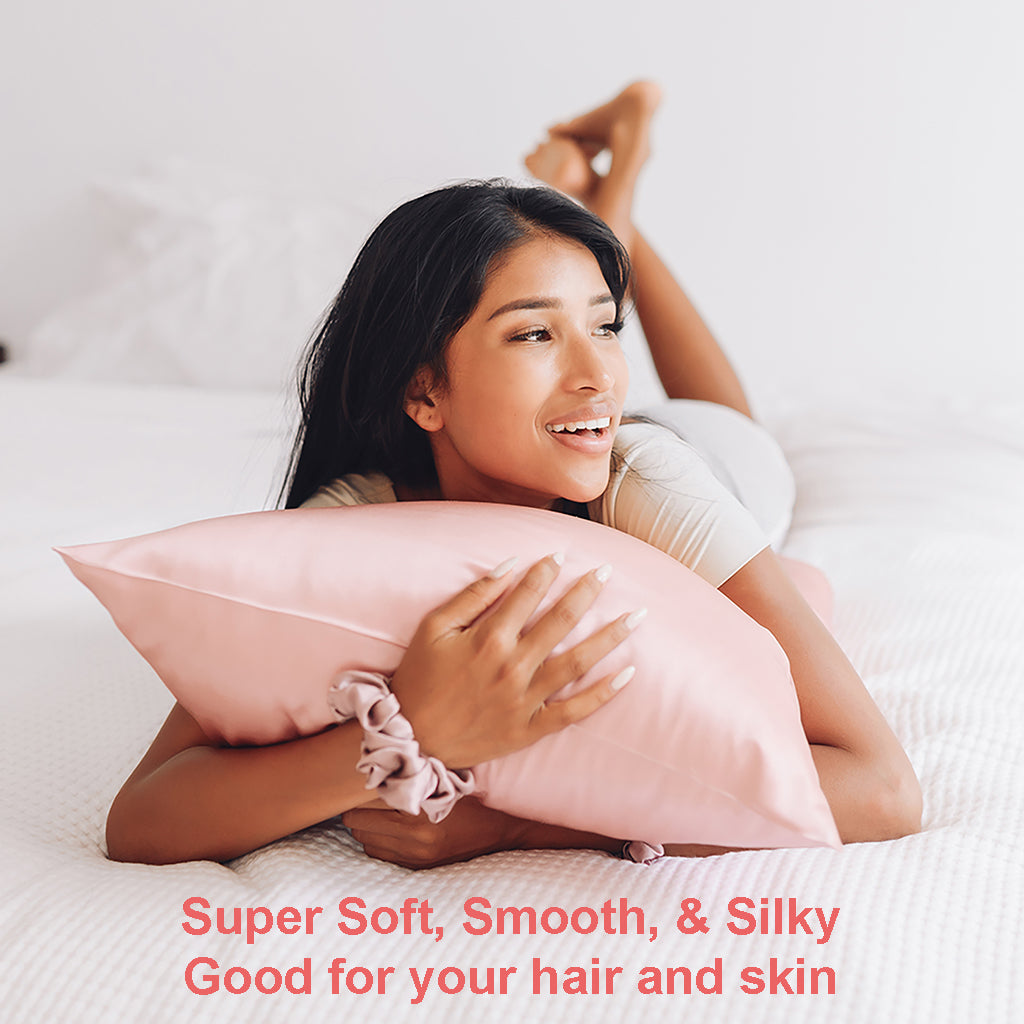 Queen-size 100% 6A 22 Momme Mulberry Silk Pillowcase, Zipper Closure, Sky Blue